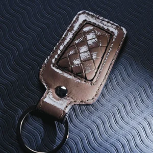 braided leather key chain ash grey woven front view julke