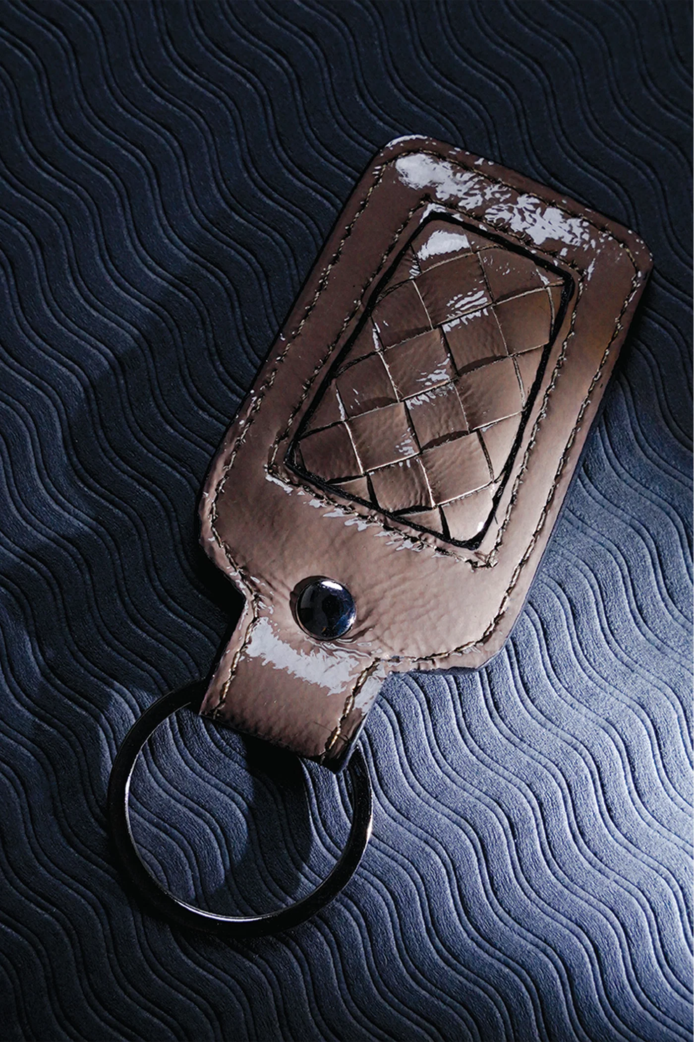 braided leather key chain ash grey woven zoom view metal ring julke braided leather key chain ash grey woven zoom view metal ring julke