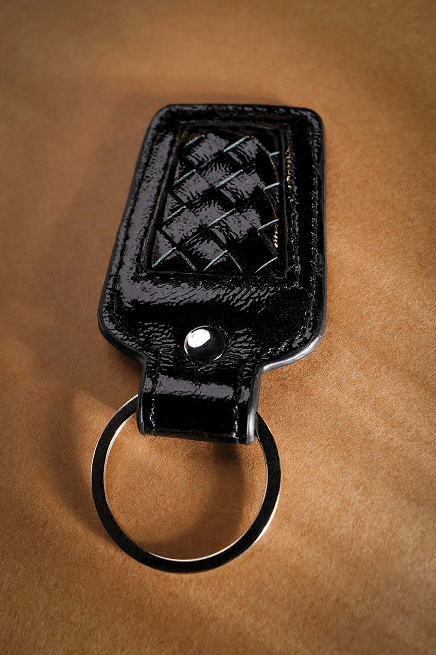 braided leather key chain black woven front view julke braided leather key chain black woven front view julke