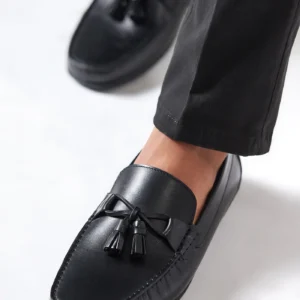 chester men leather shoes black tassels top view julke
