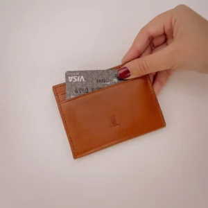 dex mens leather card holder tan back view julke