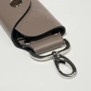 kells leather key ring set ash grey glossy silver metal hook front zoom view julke