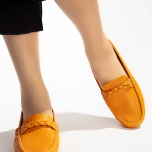 maybelle women leather moccasins winter marmalade braided front view julke