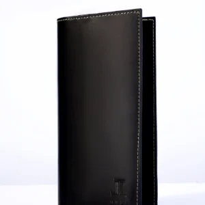 prescott mens leather wallet long black front view julke