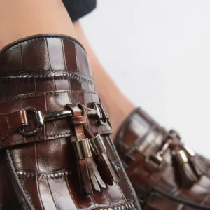 remus mens original leather shoes antique tassels croc texture zoom view julke
