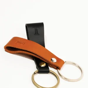 ringo leather key chain tan black loop fashion view metal keyring julke