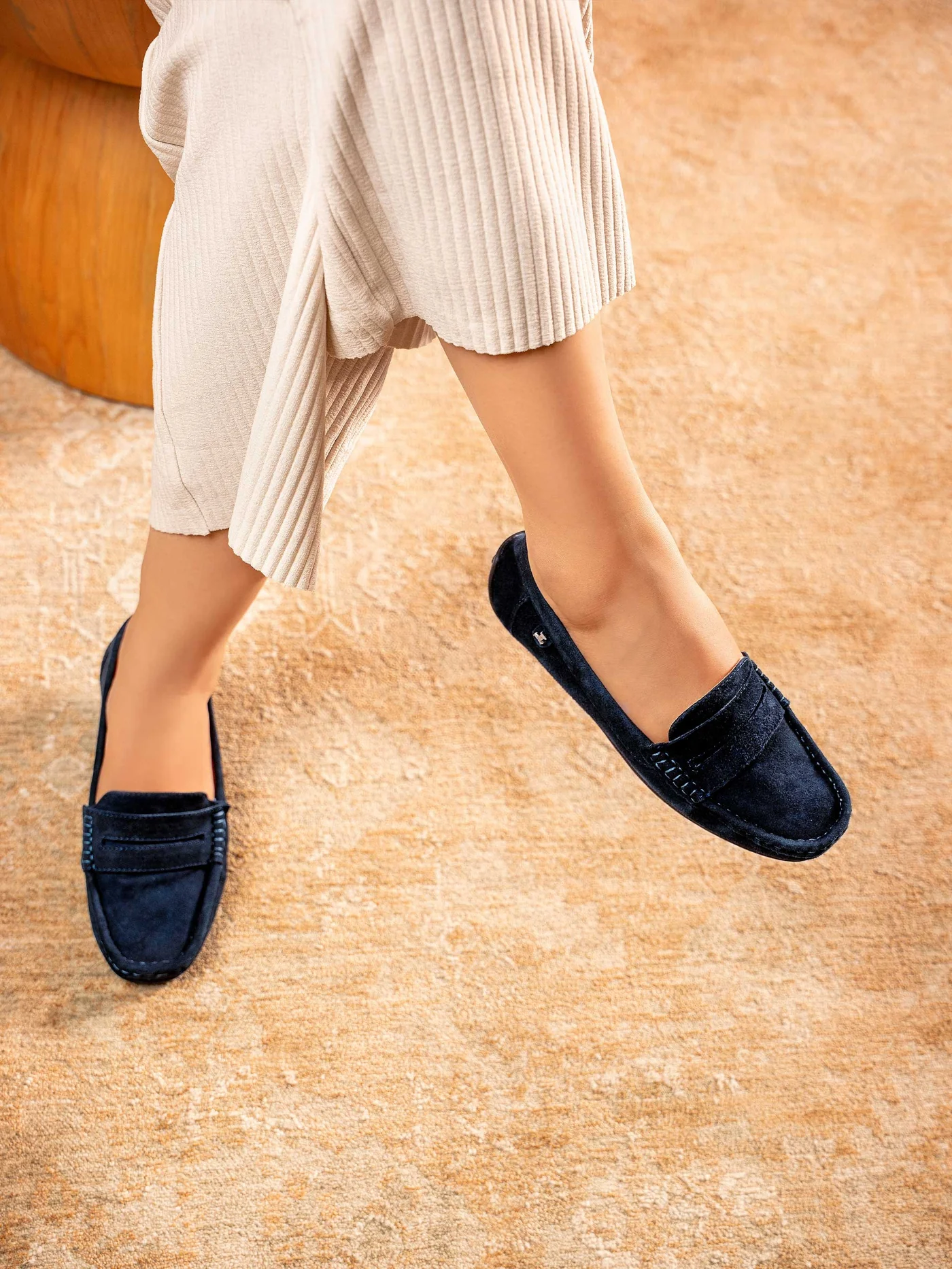 tabby women winter suede leather moccasins navy blue top view julke tabby women winter suede leather moccasins navy blue top view julke