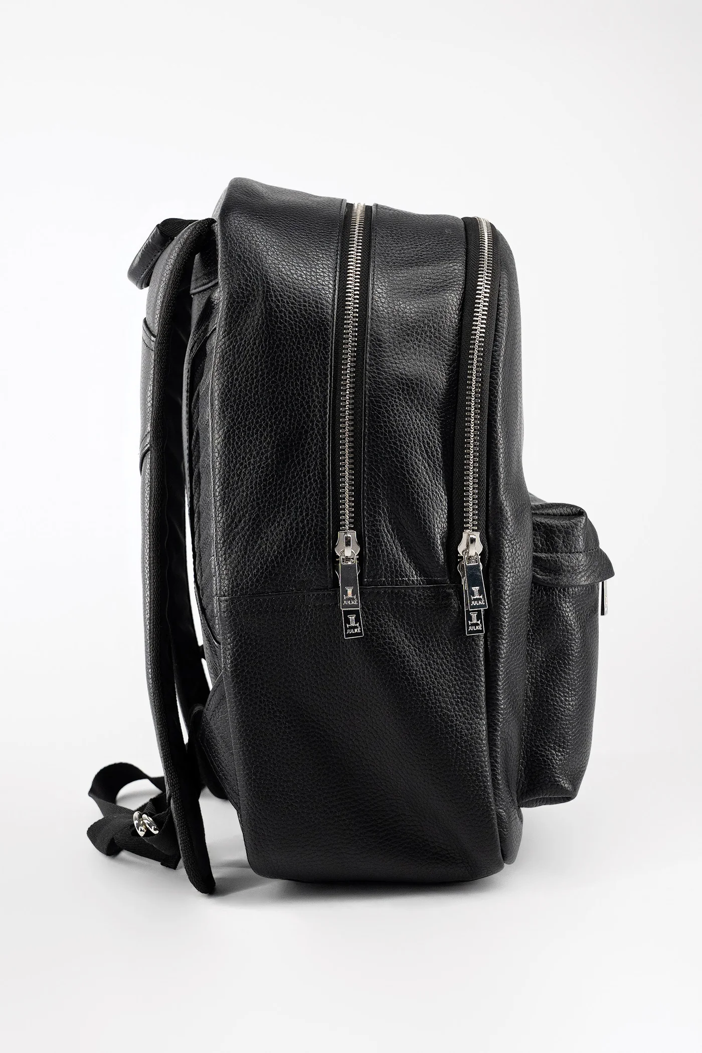 terrance mens soft leather backpa9ck black curve top multi pocket shoulder straps front view terrance mens soft leather backpa9ck black curve top multi pocket shoulder straps front view