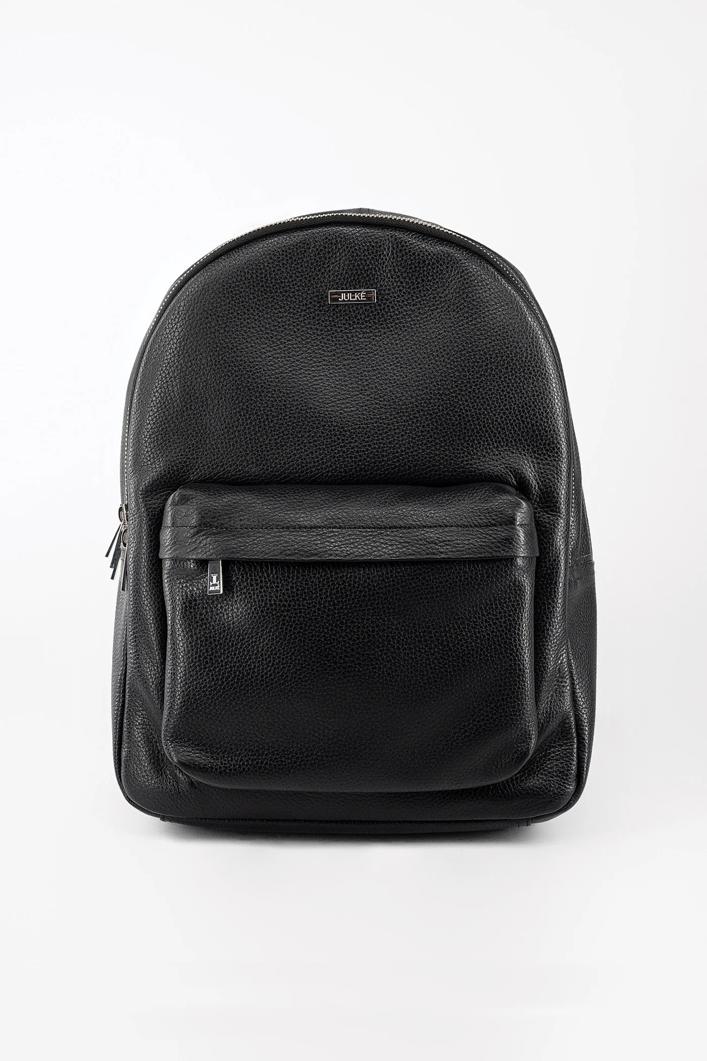 terrance mens soft leather backpack black curve top multi pocket shoulder straps front view terrance mens soft leather backpack black curve top multi pocket shoulder straps front view