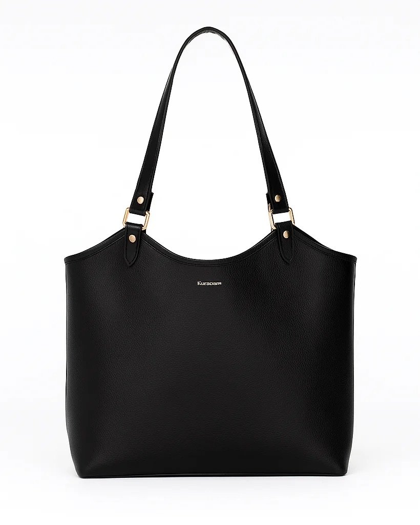 the stella luxury leather tote by kordovan black front strap long