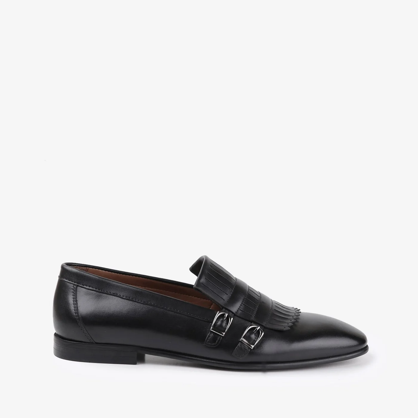 valiant mens leather shoes black double monk strap laser cut fringe side view julke valiant mens leather shoes black double monk strap laser cut fringe side view julke