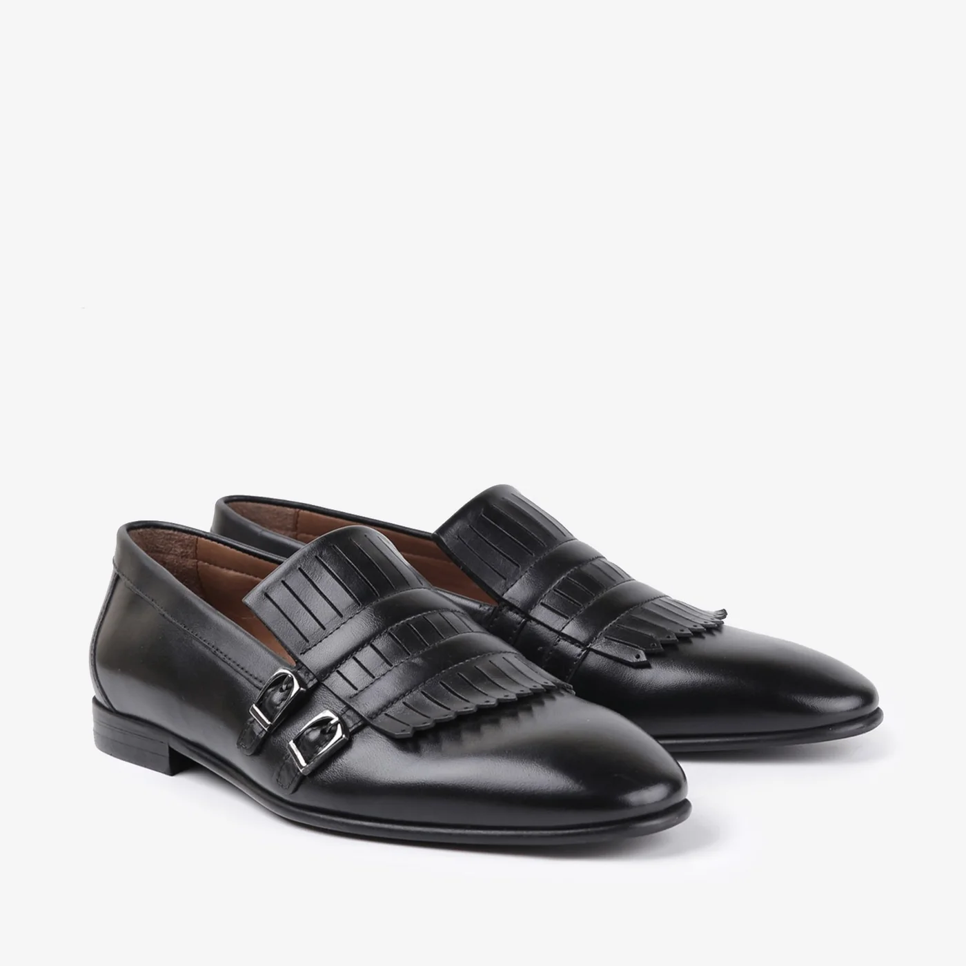 valiant mens leather shoes black double monk strap laser cut fringe three quarter view julke valiant mens leather shoes black double monk strap laser cut fringe three quarter view julke