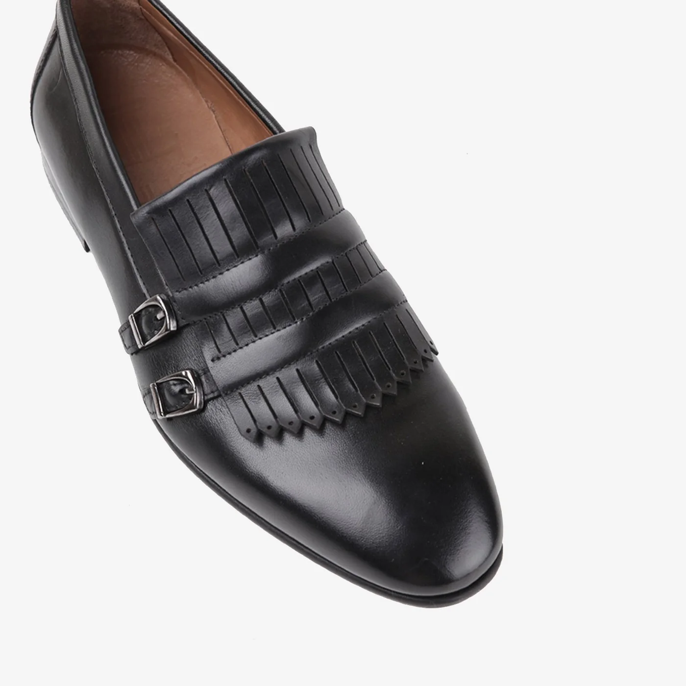 valiant mens leather shoes black double monk strap laser cut fringe top view julke valiant mens leather shoes black double monk strap laser cut fringe top view julke