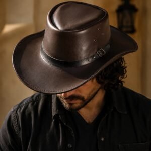 kordovan sblackstripeleathercowboyhat2