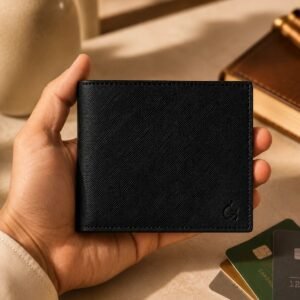 premium saffiano leather wallet midnight black 2